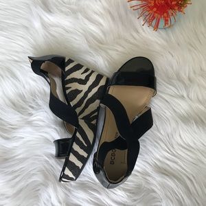 BCBGeneration Black Shiny Patent Leather Wedges